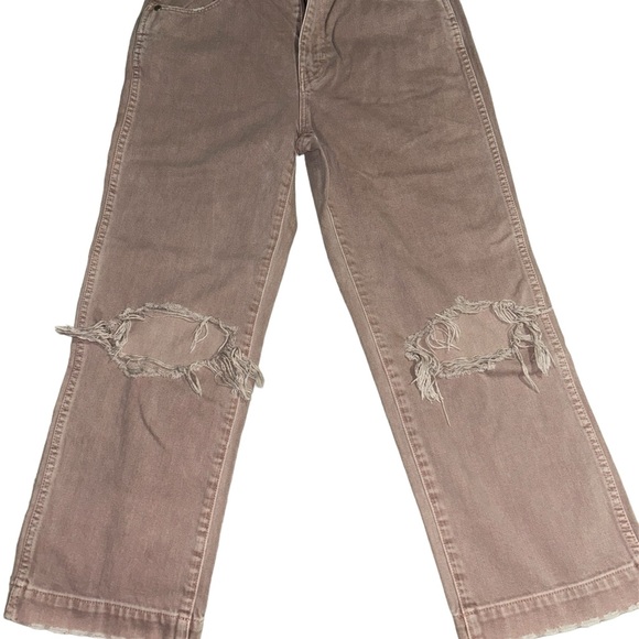MADEWELL x WHERE I WAS FROM Crop Straight Leg Jean Size 27 Mauve Brown Neutral - Picture 2 of 4